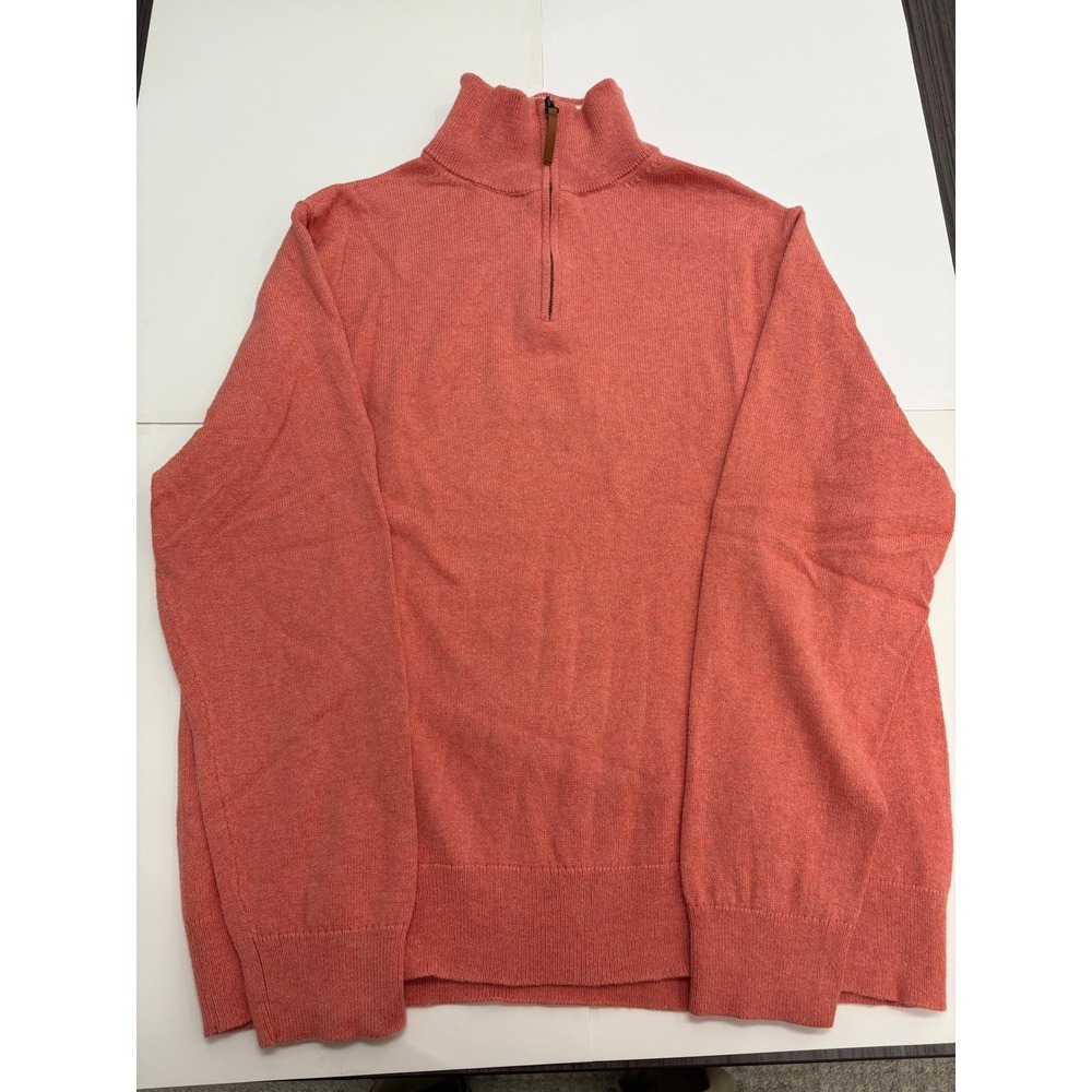 J.Crew Salmon Quarter Zip Pullover Sweater Men's XL 100% Cotton‎